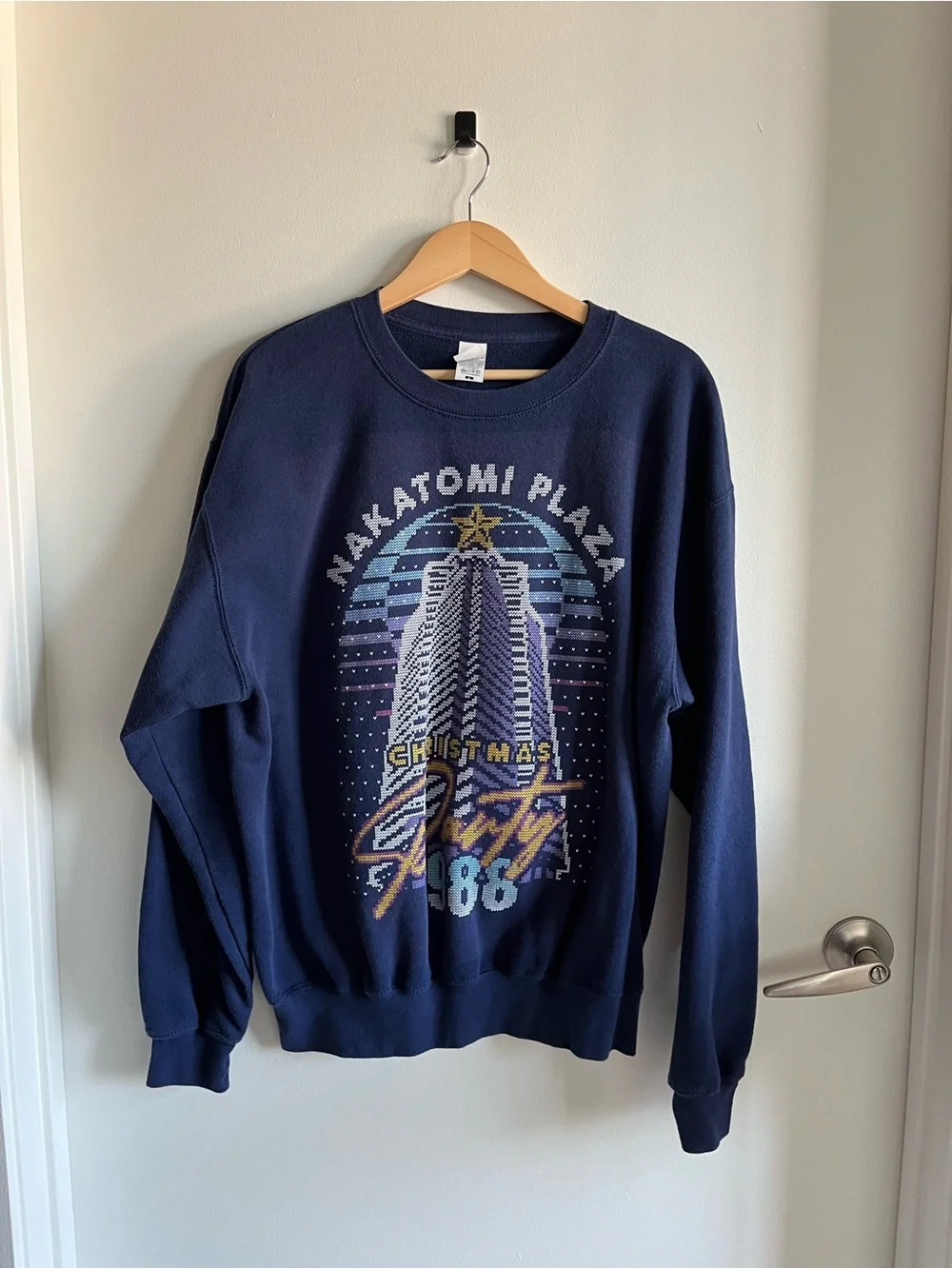 Navy Diehard Nakatomi Tower Christmas Crewneck Sweatshirt